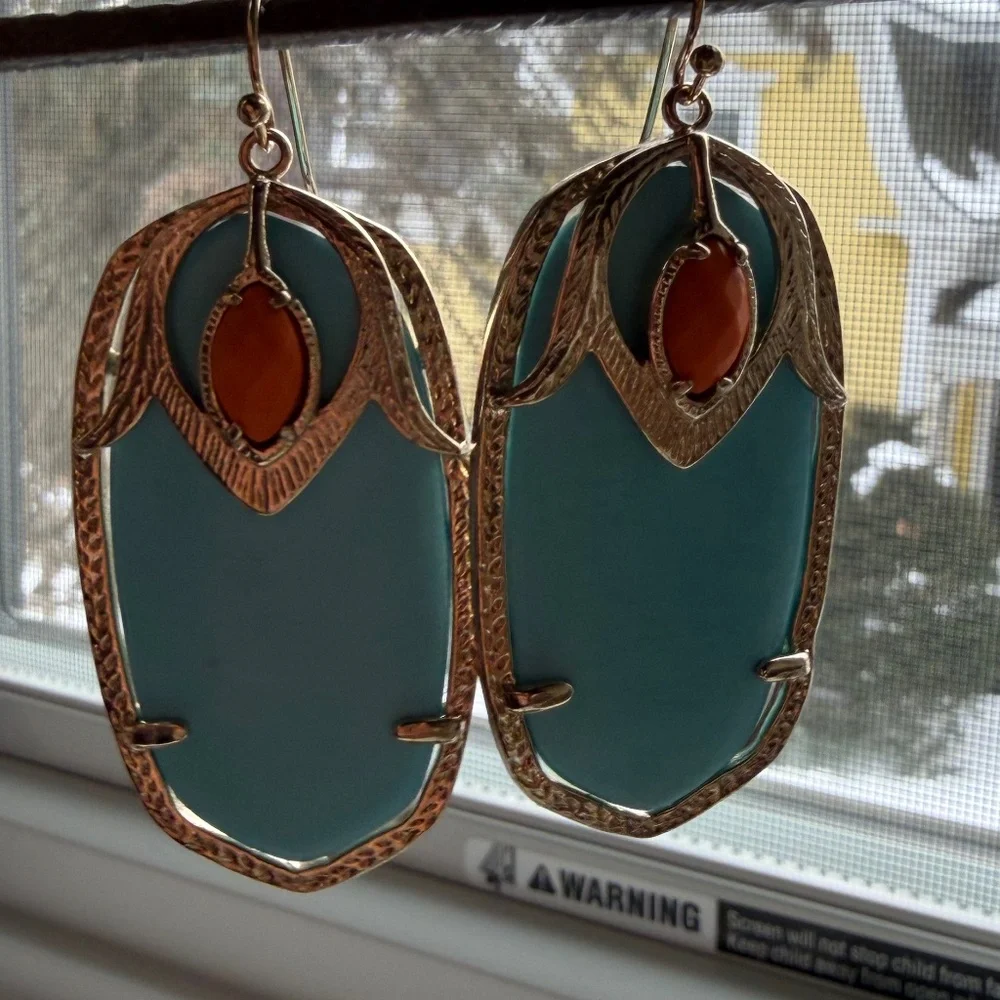 Kendra Scott Darby Gold Statement Earrings-vintage Rodeo collection - Picture 1 of 4